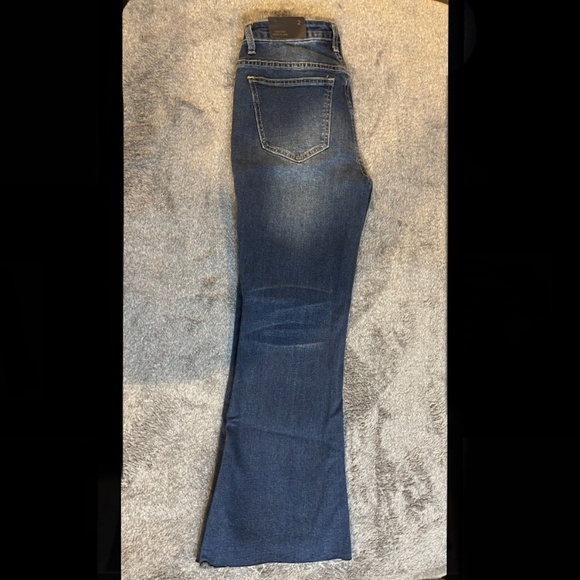 Rue21 Premium 5 Button High Rise Crop Flare Fringe Hem Blue Jeans NWT - Picture 5 of 6